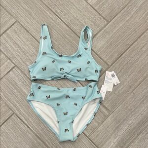 Kids Light Blue Butterfly Tank Bikini Set - Brand Unspecified